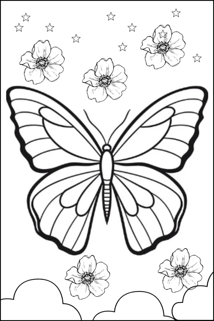 Flower Butterfly Coloring Pages